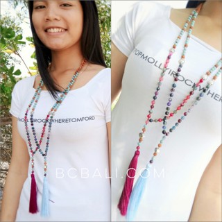 glass beads tassels necklaces handmade with ganitri